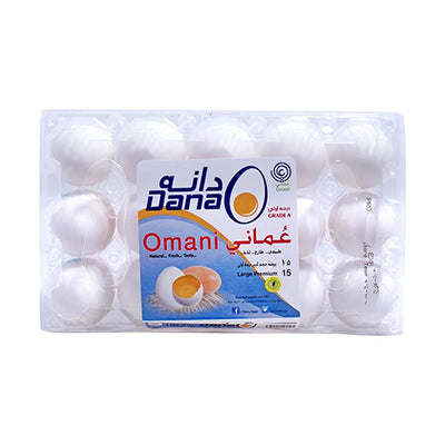 بيض الدانة عماني أبيض عائلي (15 بيضة)